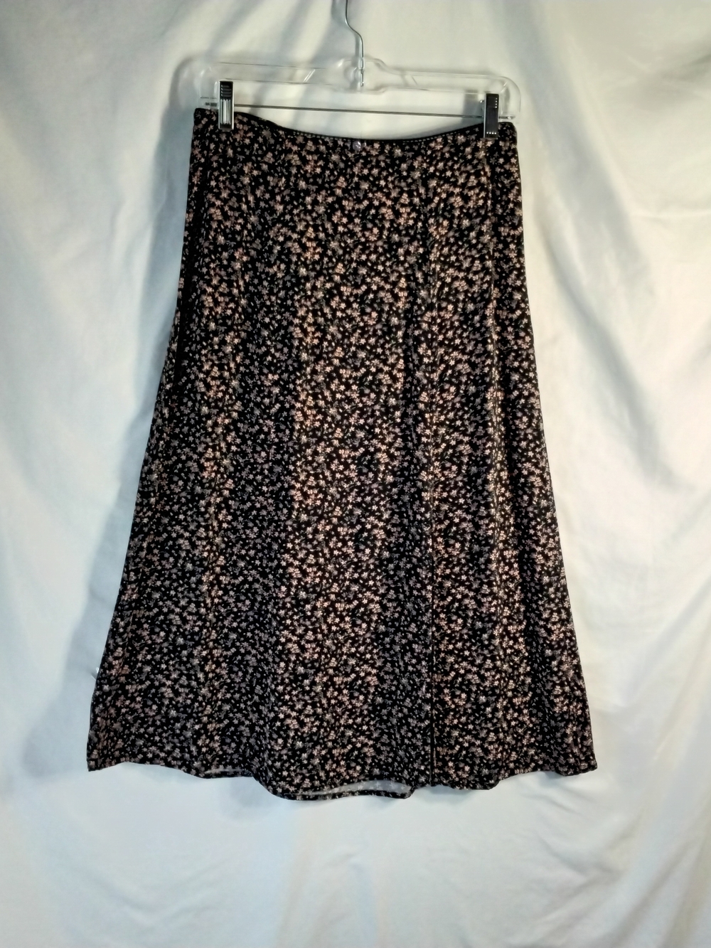 Arizona Jean Company Black A-Line Skirt with Pink Floral Print